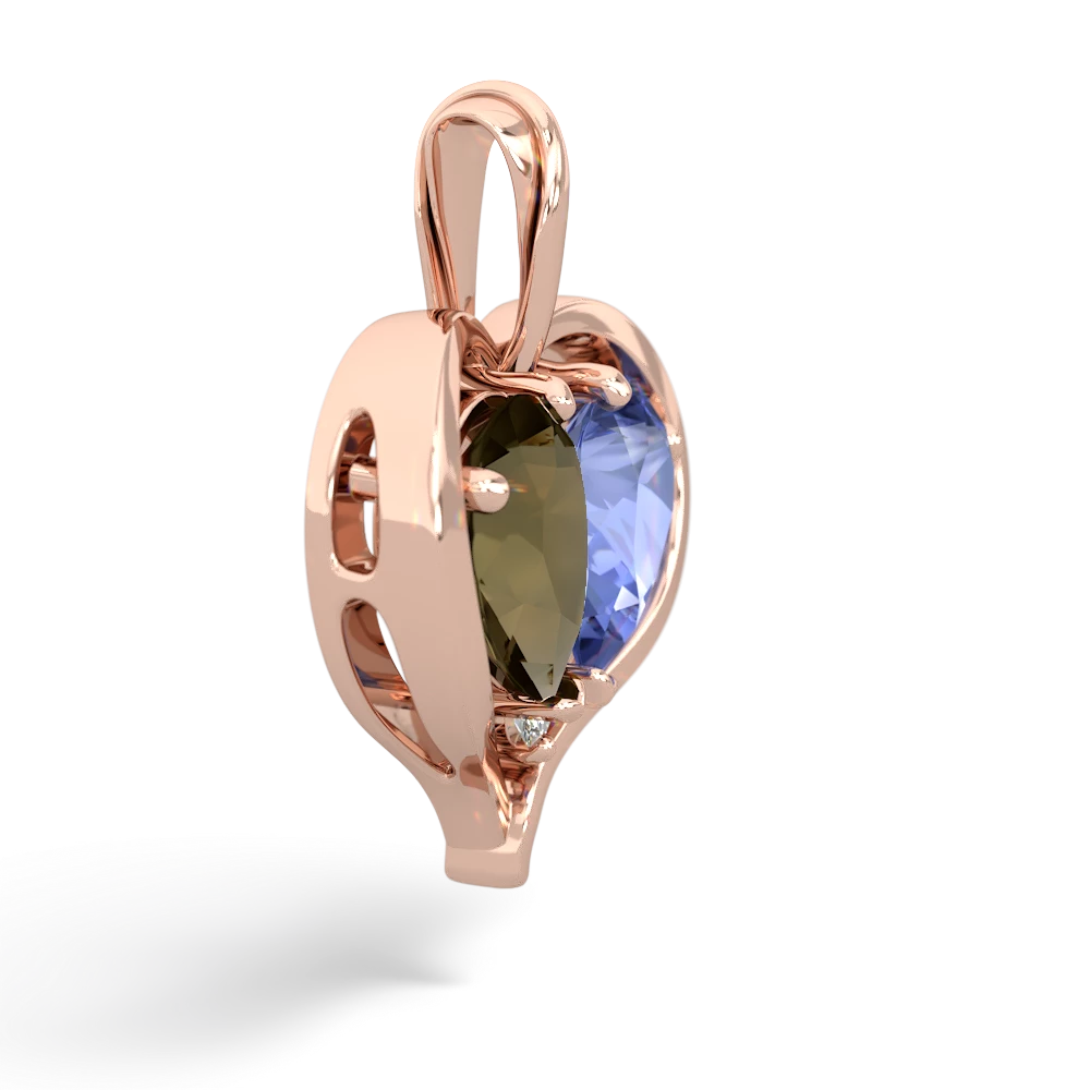 Smoky Quartz Two Become One 14K Rose Gold pendant P5330