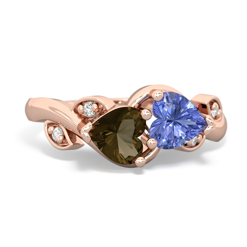 Smoky Quartz Floral Elegance 14K Rose Gold ring R5790