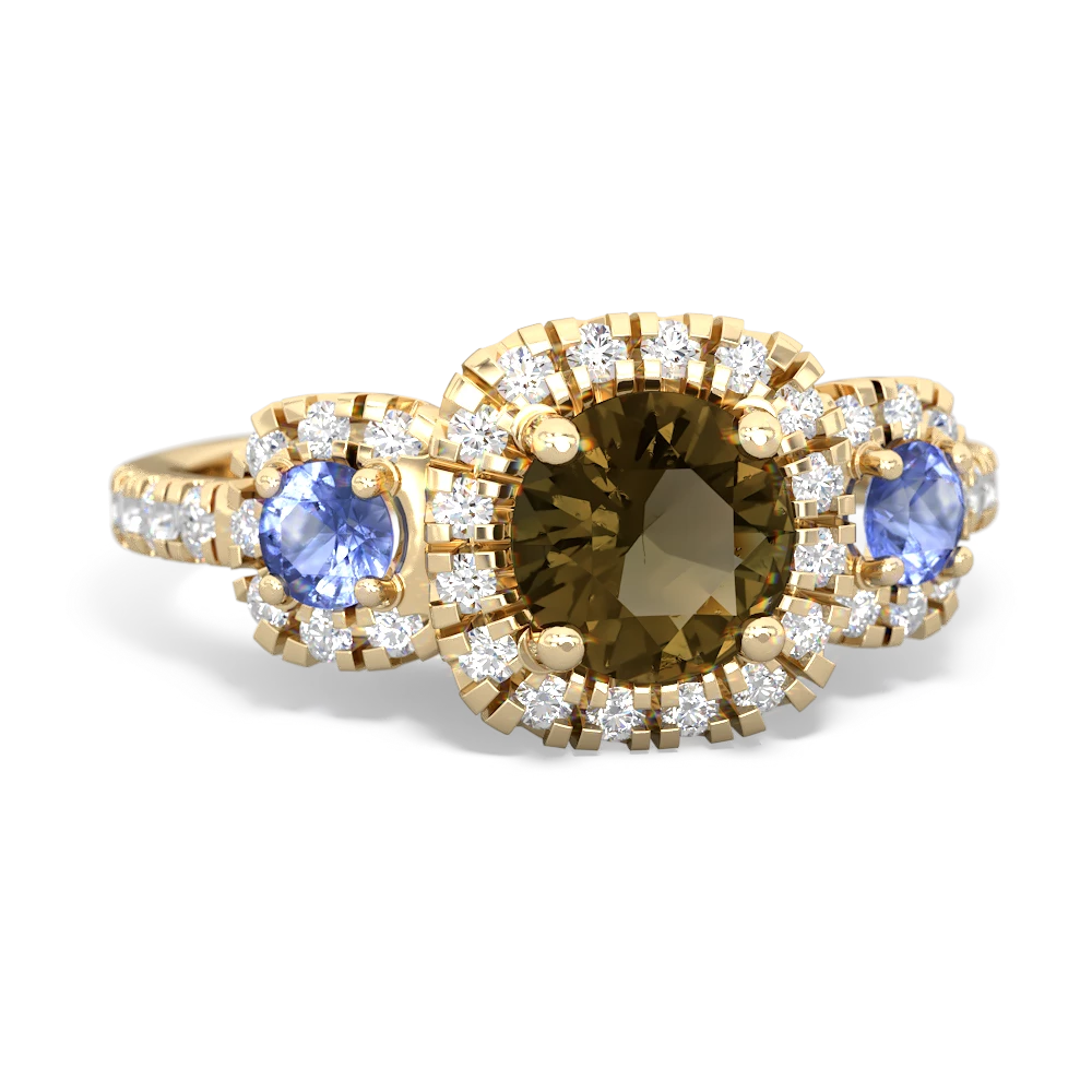 Smoky Quartz Regal Halo 14K Yellow Gold ring R5350