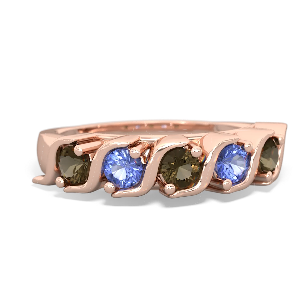 Smoky Quartz Anniversary Band 14K Rose Gold ring R2089