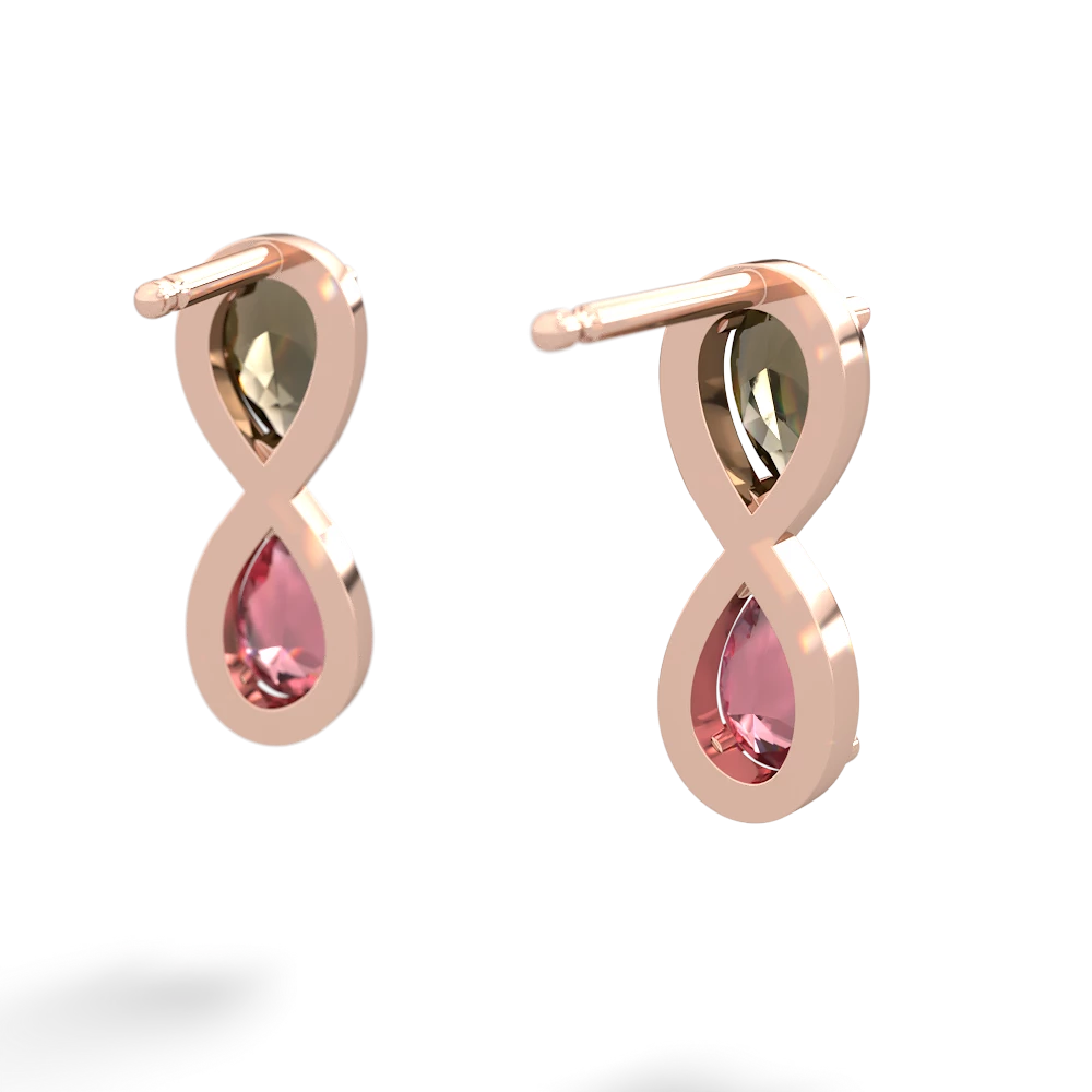 Smoky Quartz Infinity 14K Rose Gold earrings E5050