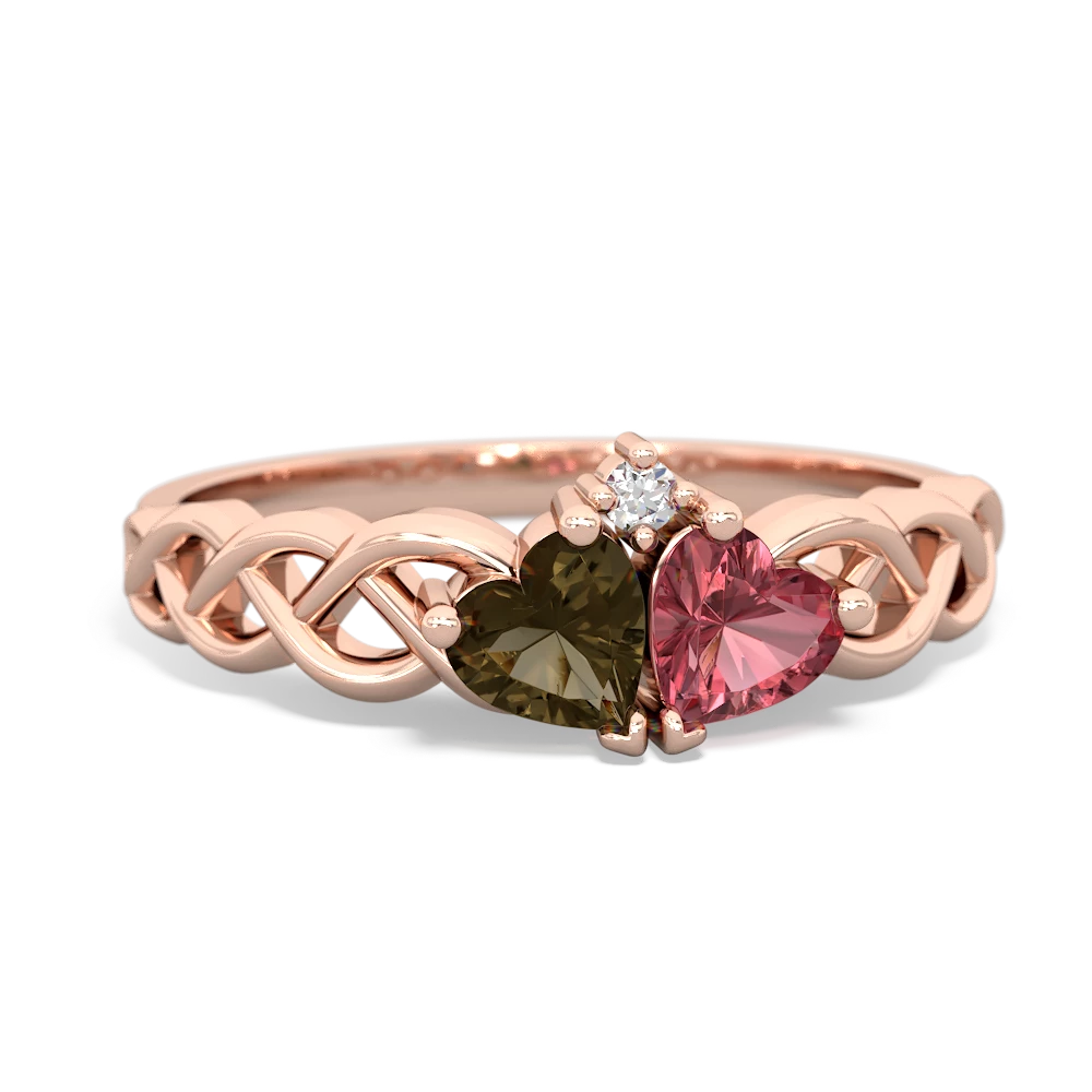 Smoky Quartz Heart To Heart Braid 14K Rose Gold ring R5870