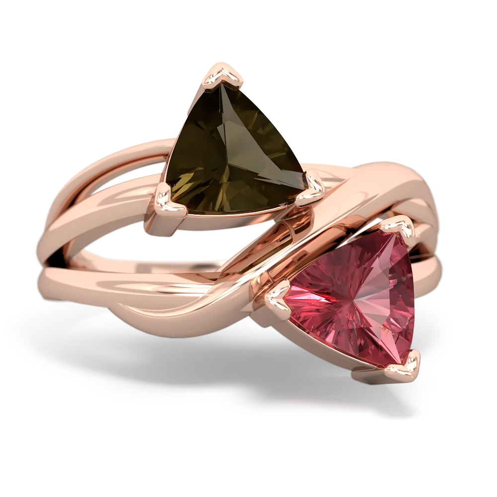 Smoky Quartz Split Band Swirl 14K Rose Gold ring R2341