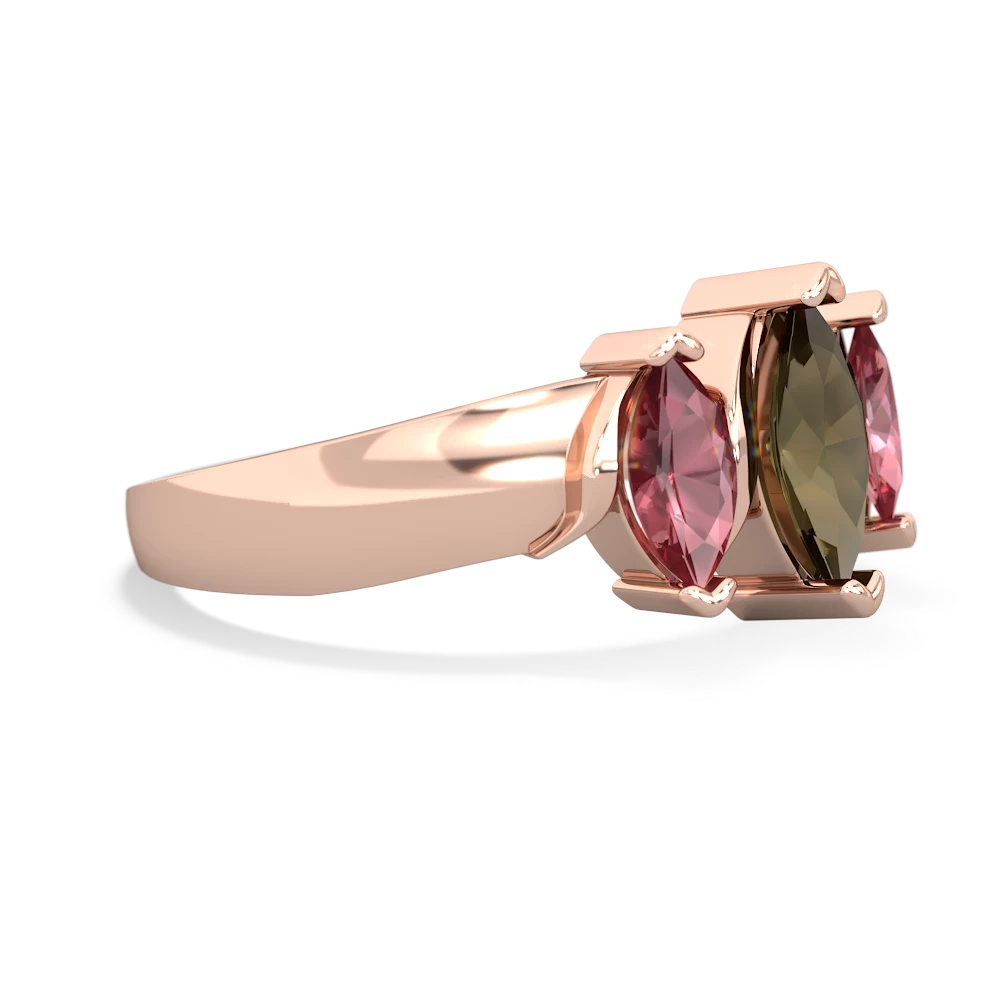 Smoky Quartz Three Peeks 14K Rose Gold ring R2433