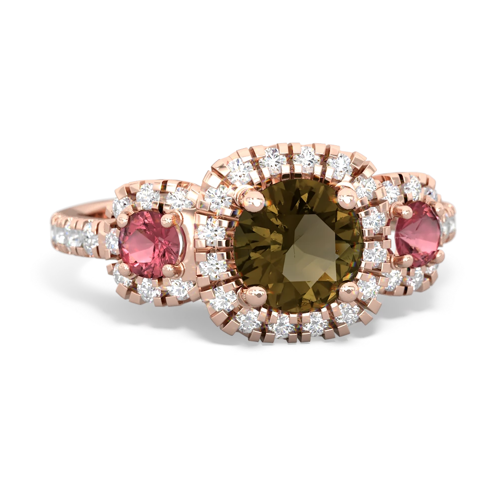 Smoky Quartz Regal Halo 14K Rose Gold ring R5350