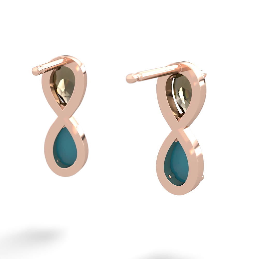 Smoky Quartz Infinity 14K Rose Gold earrings E5050