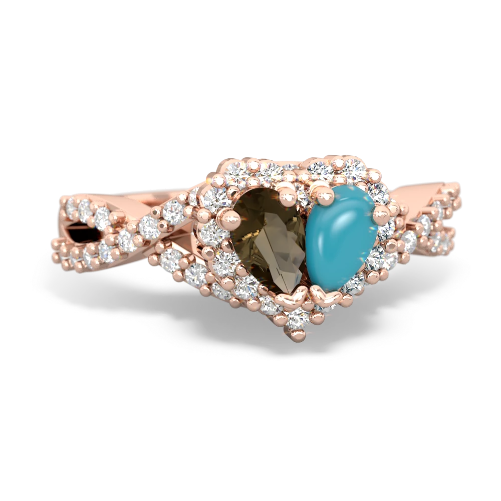 Smoky Quartz Diamond Twist 'One Heart' 14K Rose Gold ring R2640HRT