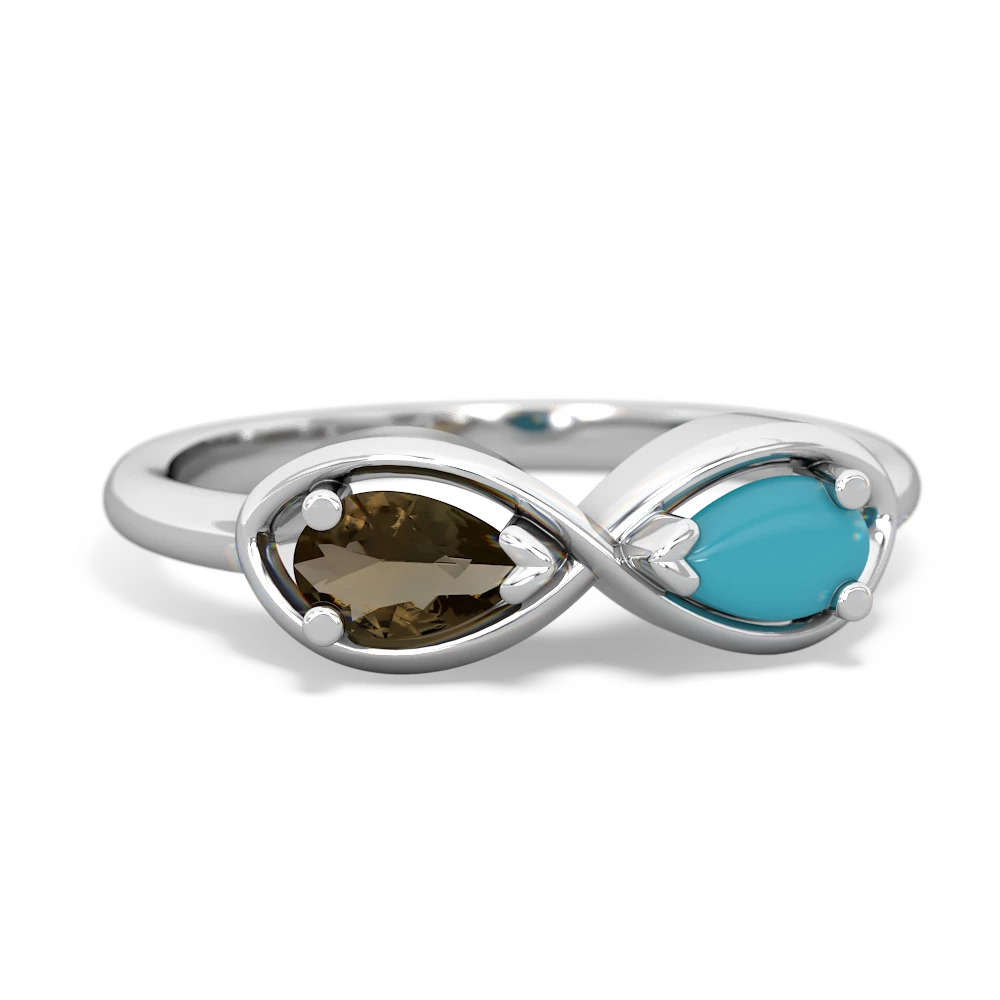 Smoky Quartz Infinity 14K White Gold ring R5050