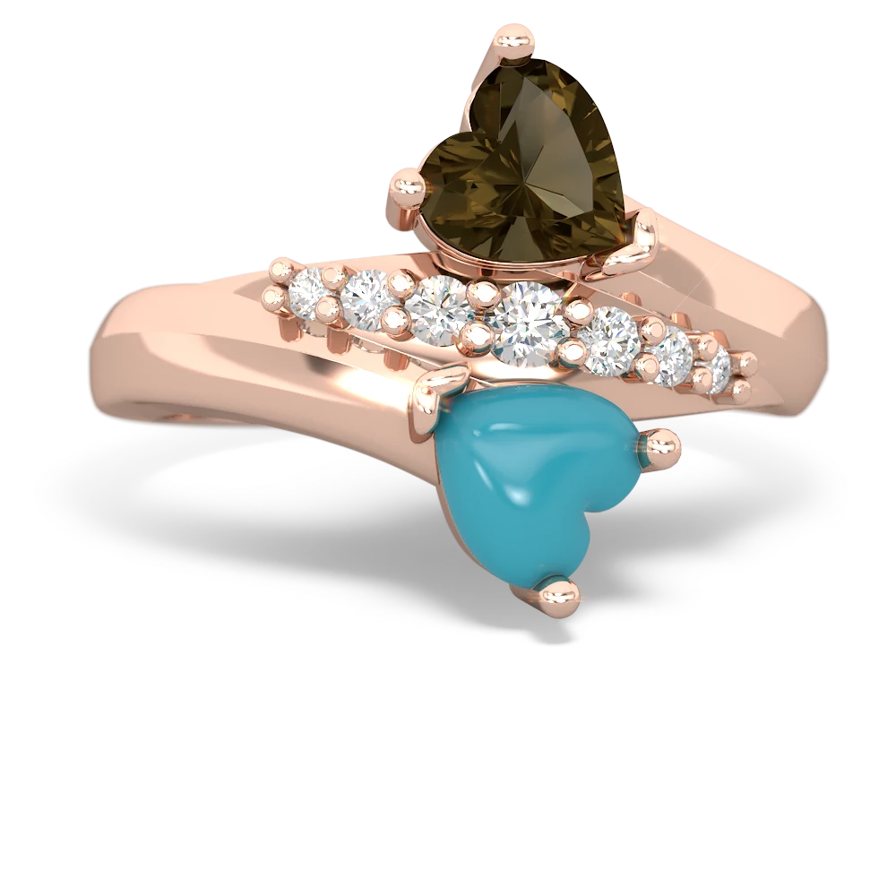 Smoky Quartz Heart To Heart 14K Rose Gold ring R2064