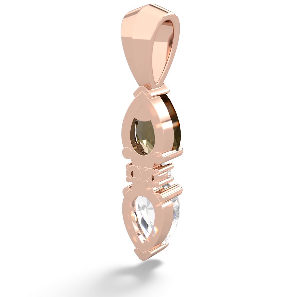 Smoky Quartz Bowtie Drop 14K Rose Gold pendant P0865