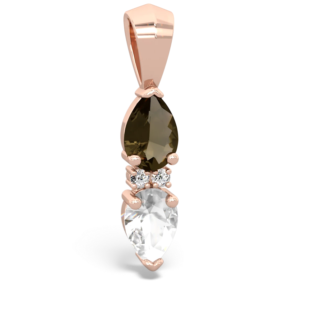 Smoky Quartz Bowtie Drop 14K Rose Gold pendant P0865