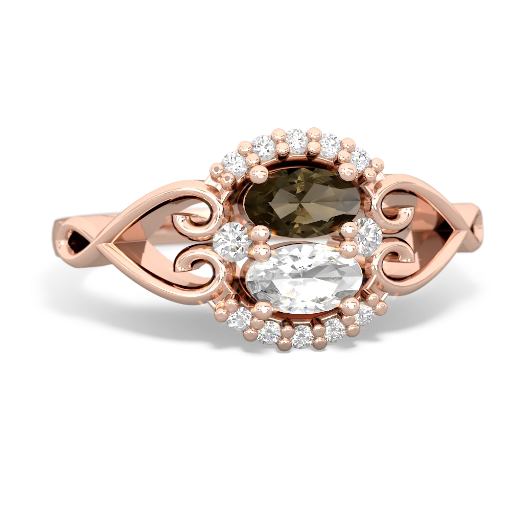 Smoky Quartz Love Nest 14K Rose Gold ring R5860