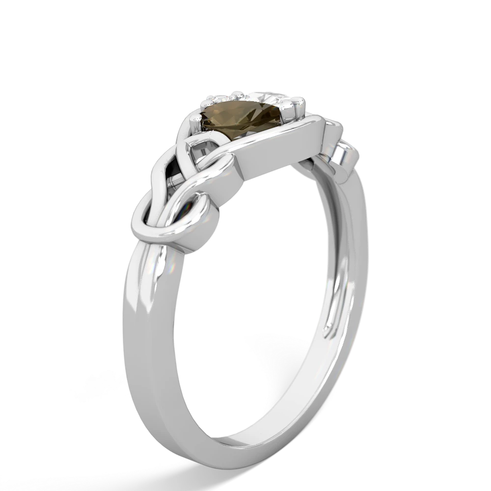 Smoky Quartz Celtic Love Knot 14K White Gold ring R5420