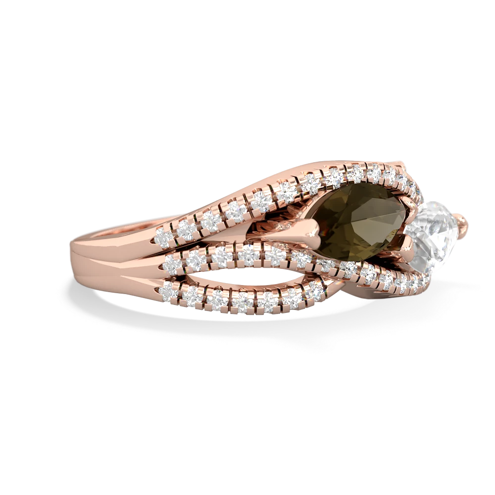 Smoky Quartz Diamond Rivers 14K Rose Gold ring R3070