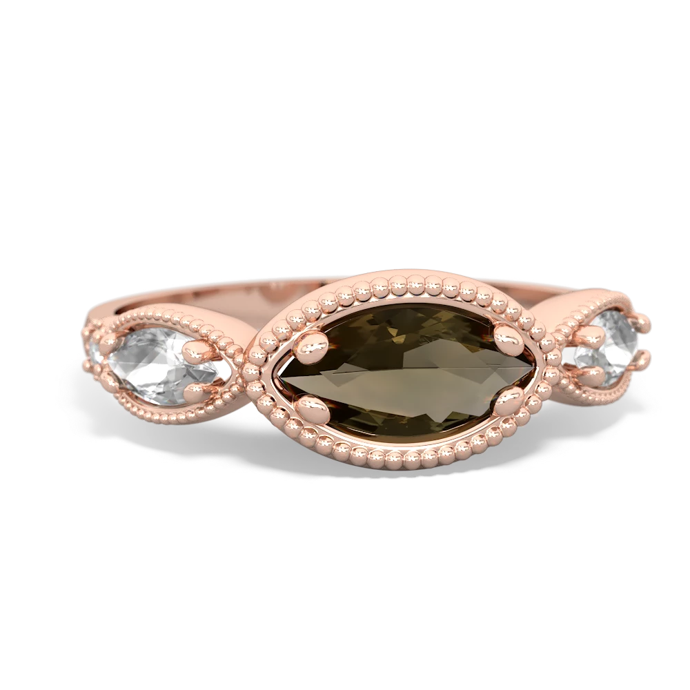 Smoky Quartz Milgrain Marquise 14K Rose Gold ring R5700