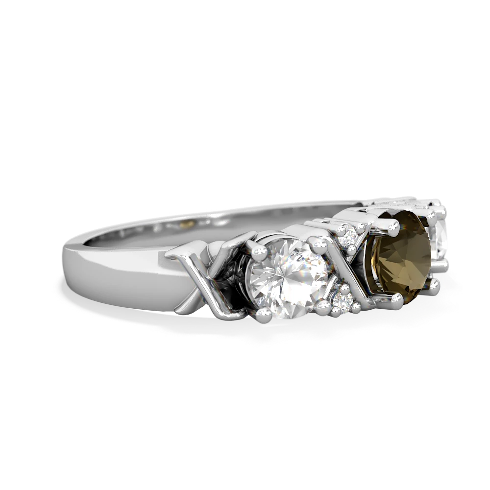 Smoky Quartz Hugs And Kisses 14K White Gold ring R5016