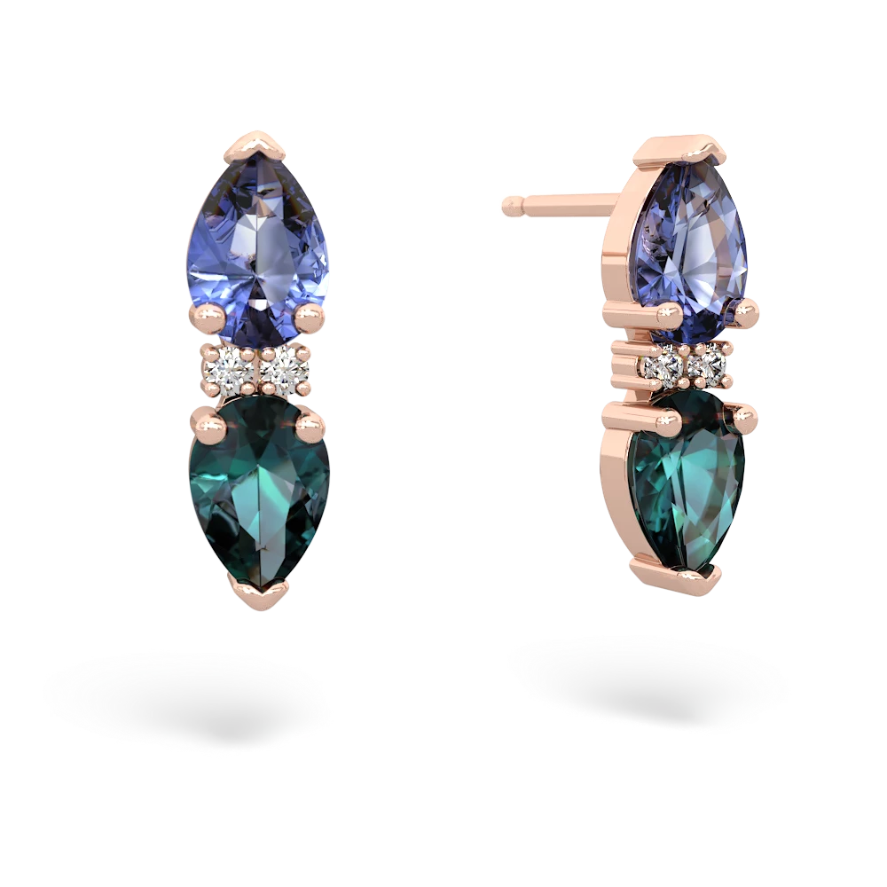 Tanzanite Bowtie Drop 14K Rose Gold earrings E0865