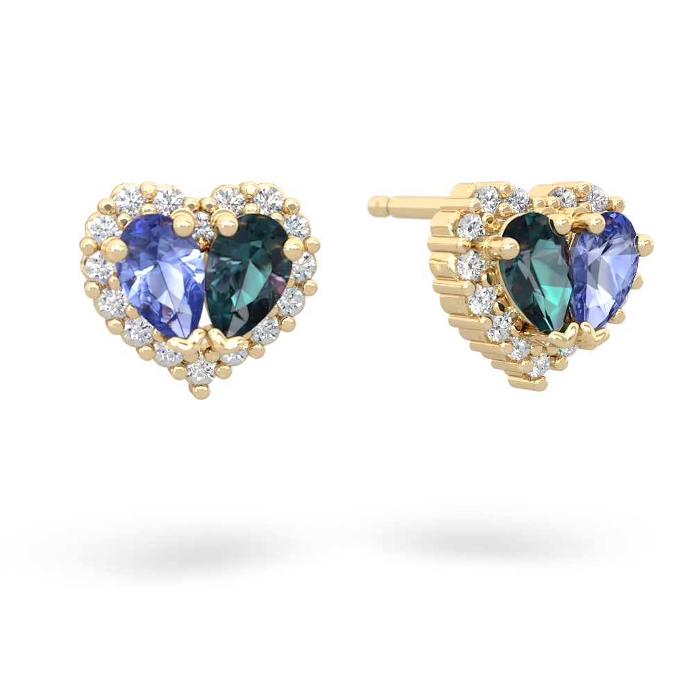 Tanzanite Halo 14K Yellow Gold earrings E7008