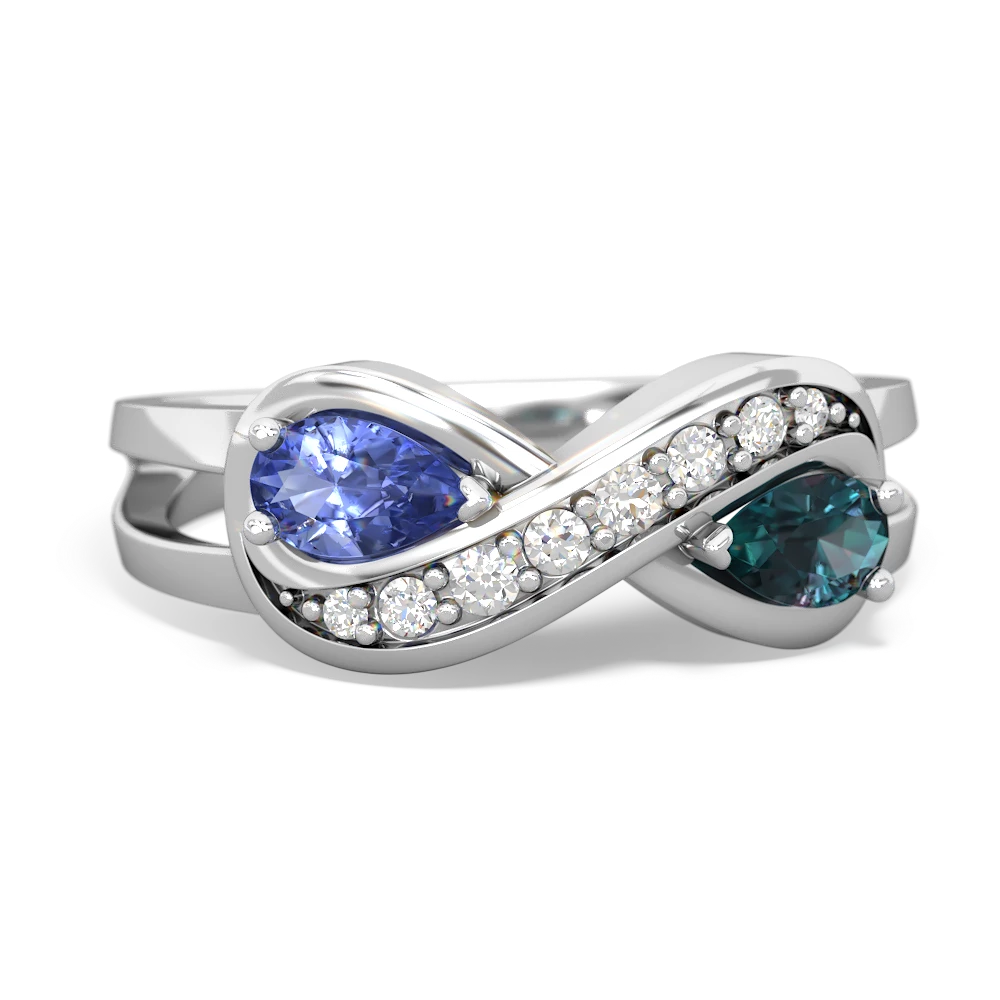 Tanzanite Diamond Infinity 14K White Gold ring R5390