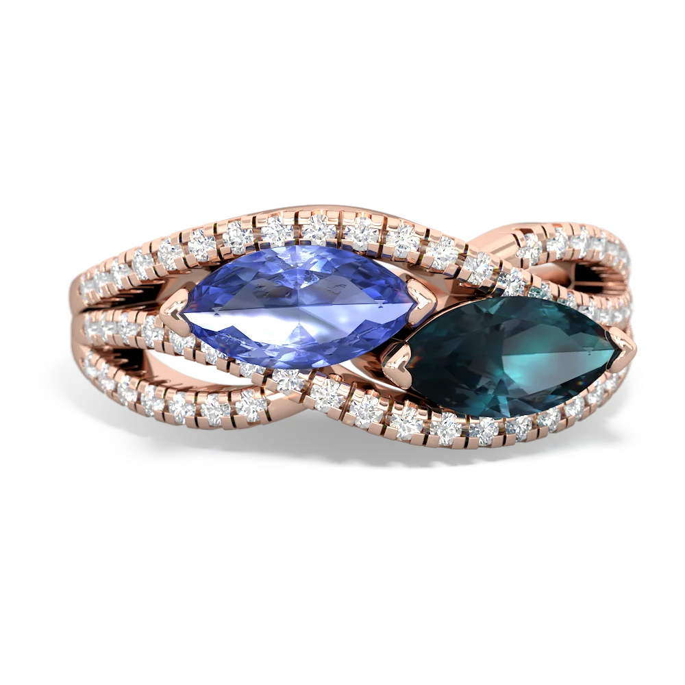 Tanzanite Diamond Rivers 14K Rose Gold ring R3070