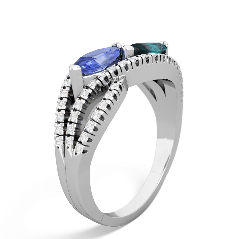 Tanzanite Diamond Rivers 14K White Gold ring R3070