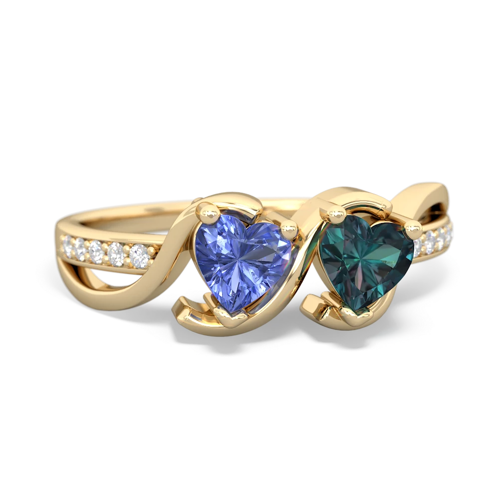 Tanzanite Side By Side 14K Yellow Gold ring R3090