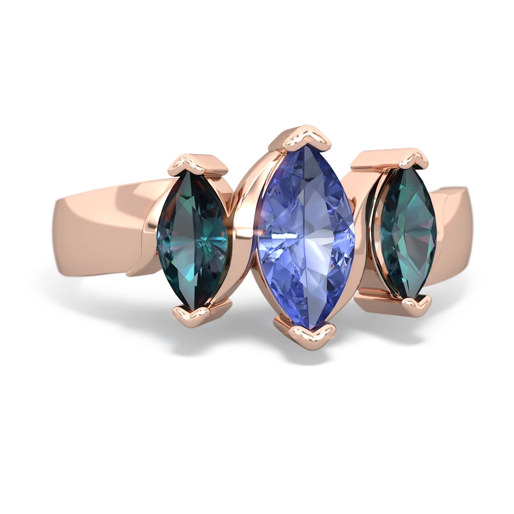 Tanzanite Three Peeks 14K Rose Gold ring R2433