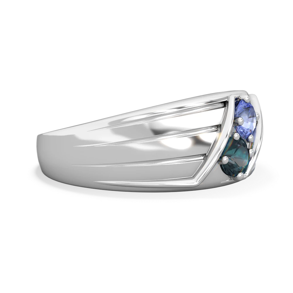 Tanzanite Men's Streamline 14K White Gold ring R0460