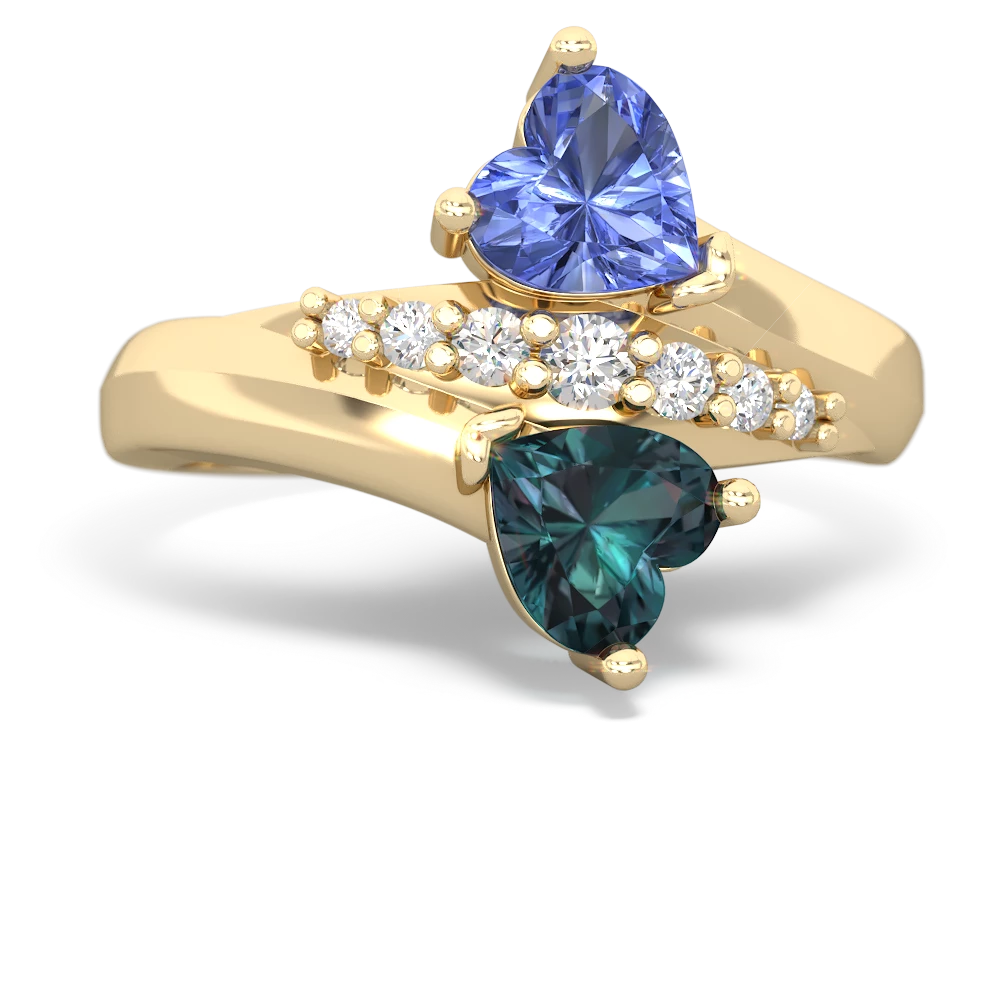 Tanzanite Heart To Heart 14K Yellow Gold ring R2064