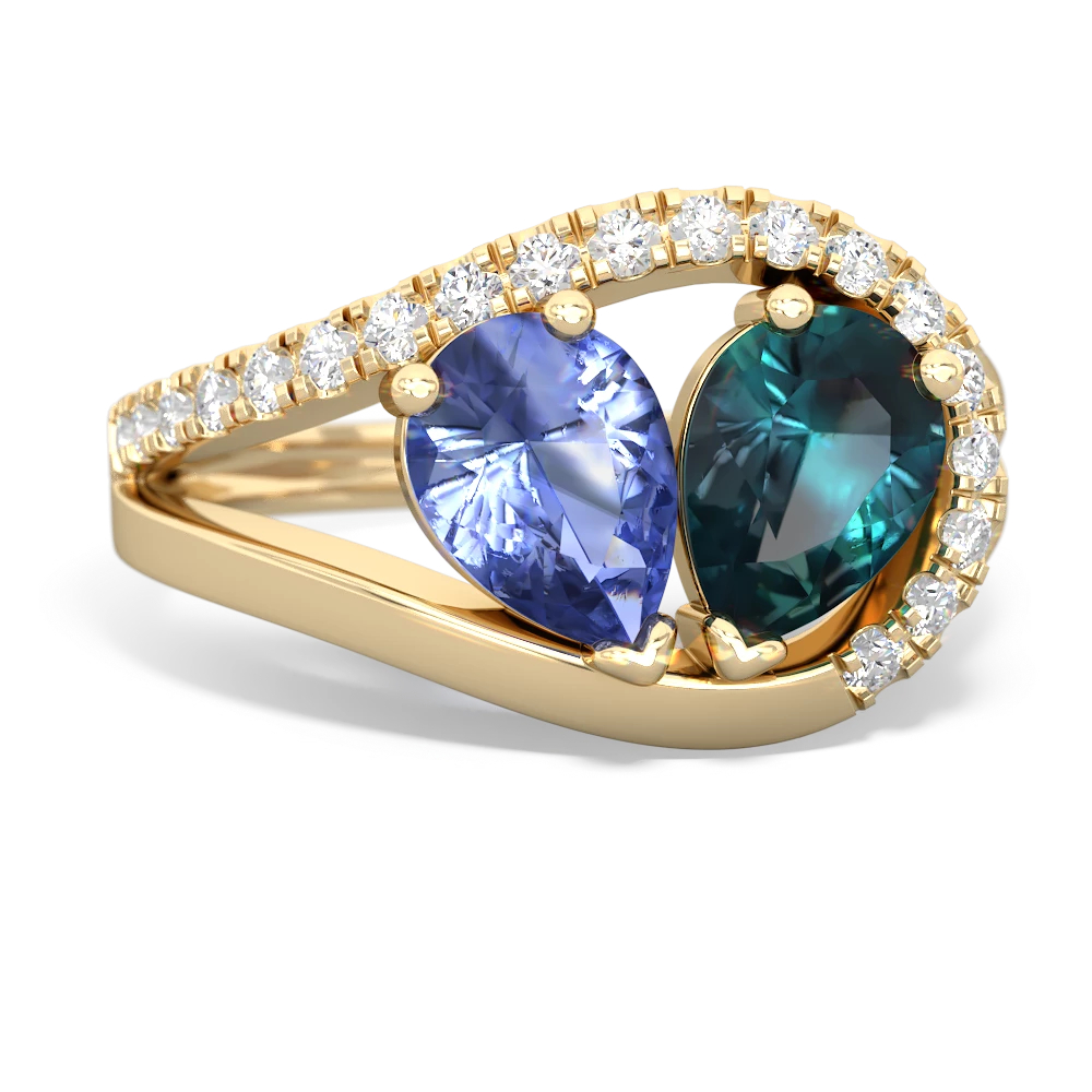 Tanzanite Nestled Heart Keepsake 14K Yellow Gold ring R5650