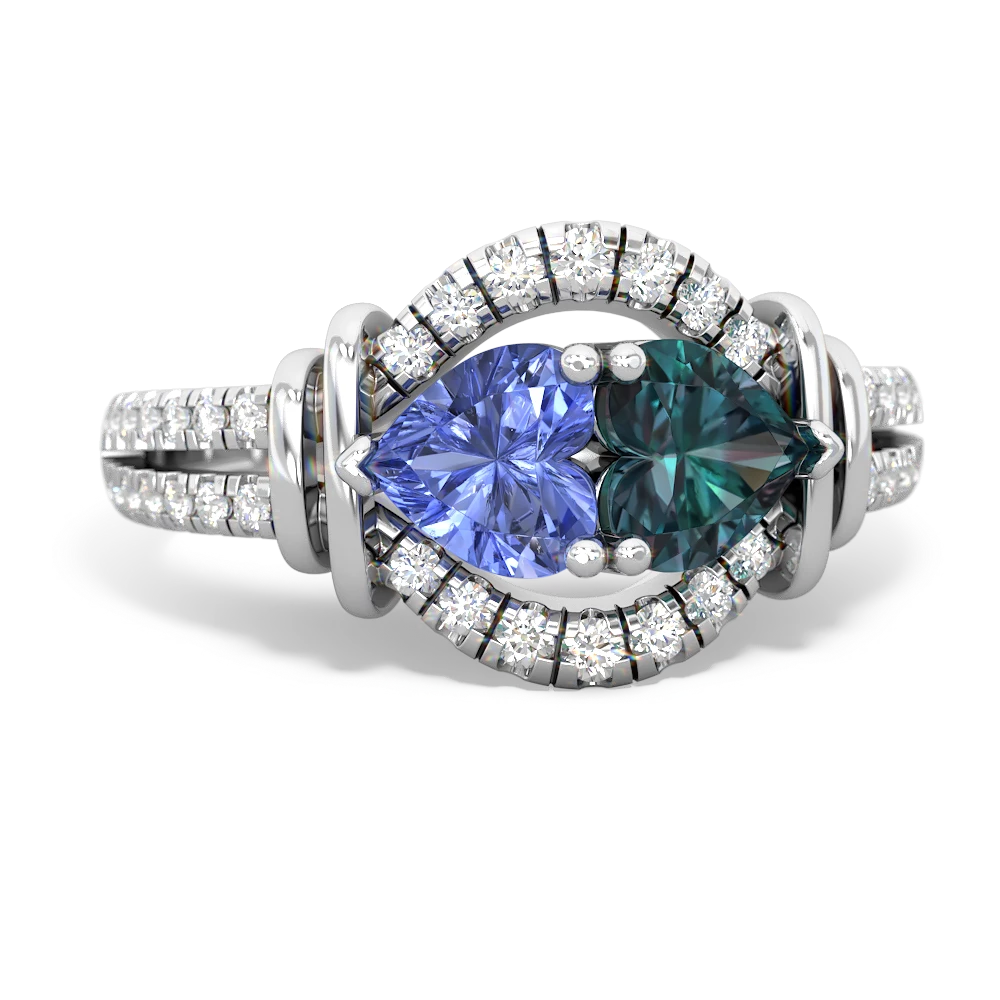 Tanzanite Art-Deco Keepsake 14K White Gold ring R5630