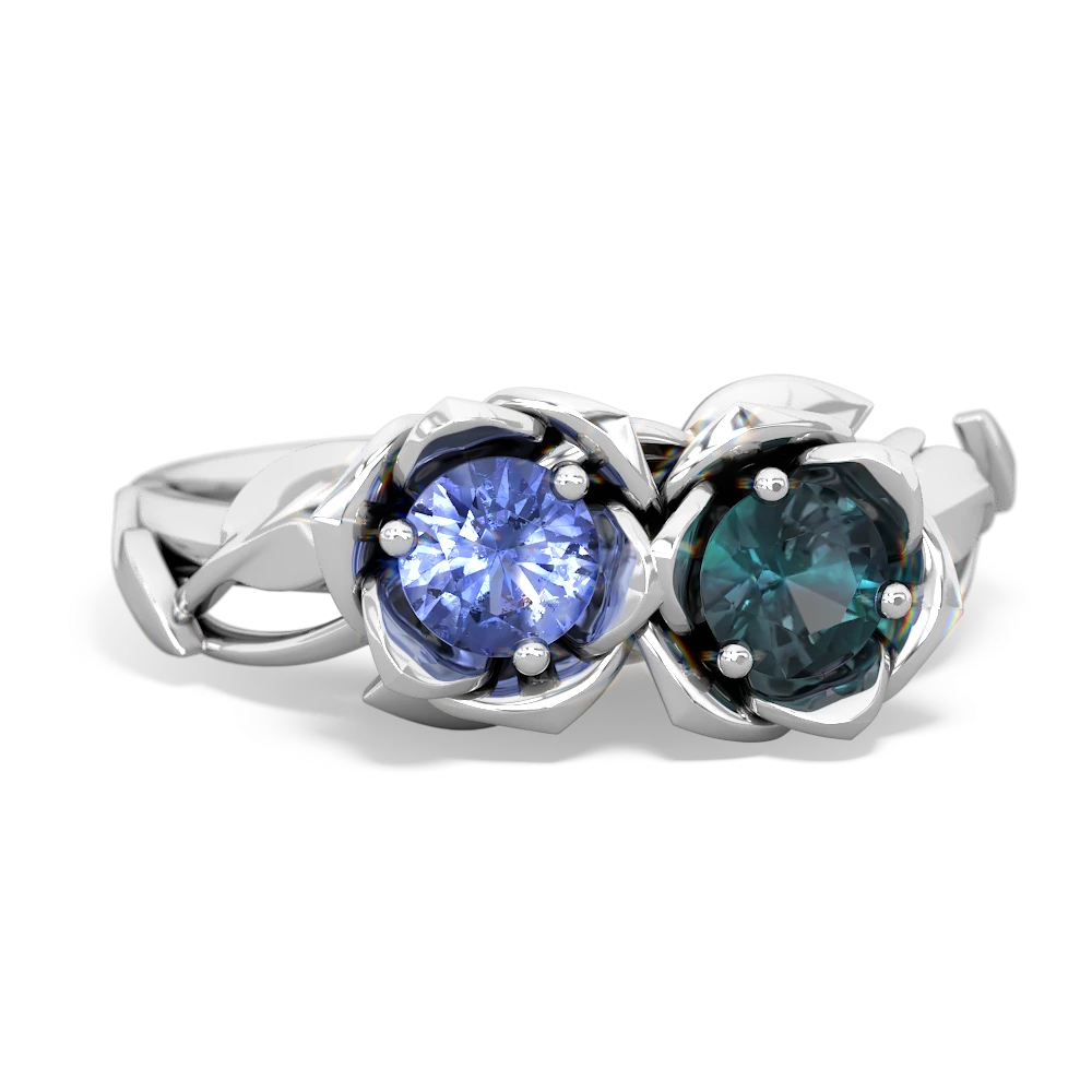 Tanzanite Rose Garden 14K White Gold ring R5510