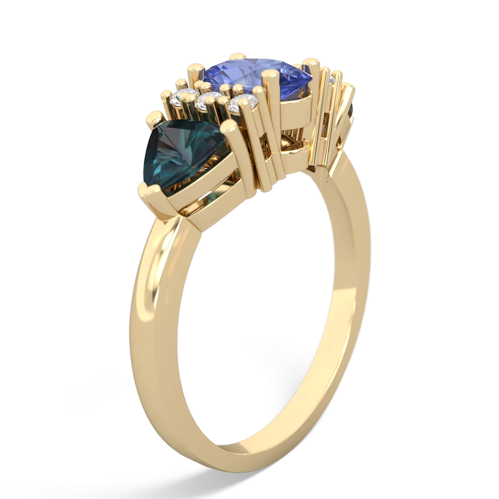 Tanzanite Antique Style Three Stone 14K Yellow Gold ring R2186