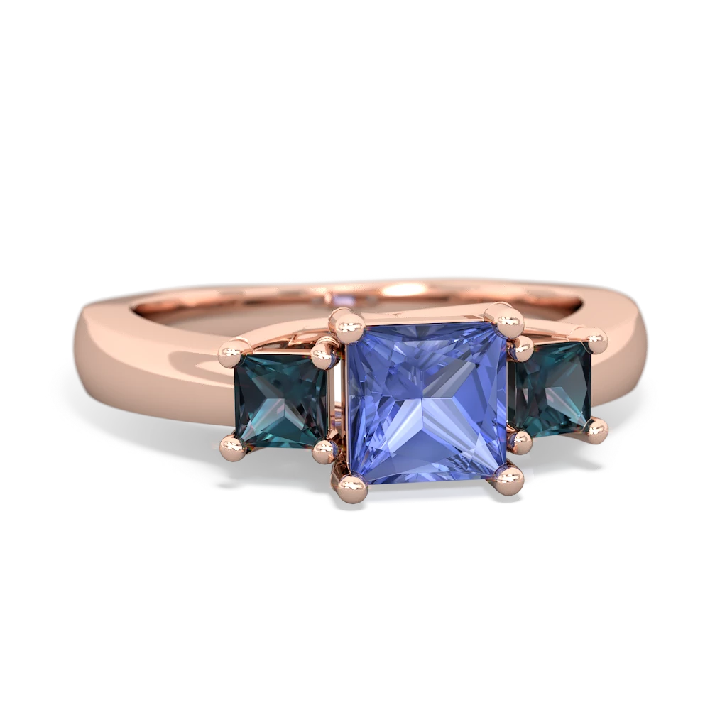 Tanzanite Three Stone Trellis 14K Rose Gold ring R4015