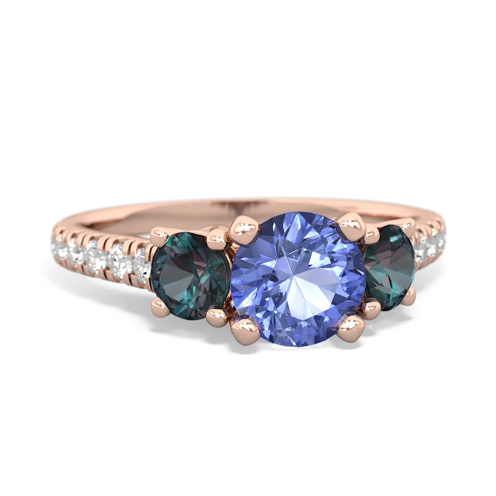 Tanzanite Pave Trellis 14K Rose Gold ring R5500