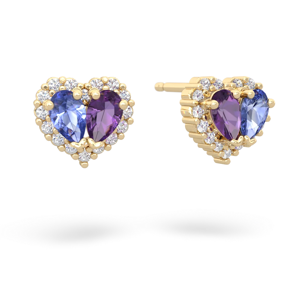 Tanzanite Halo 14K Yellow Gold earrings E7008