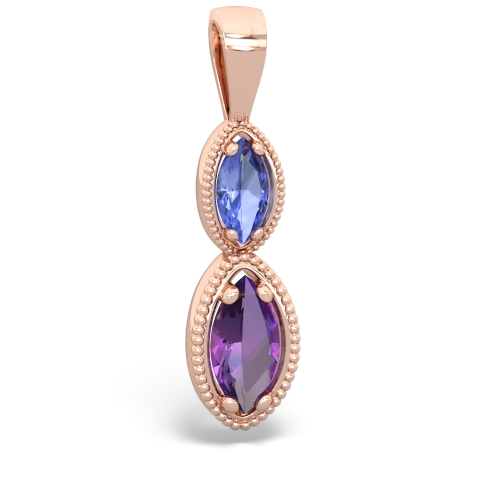 Tanzanite Antique-Style Halo 14K Rose Gold pendant P5700