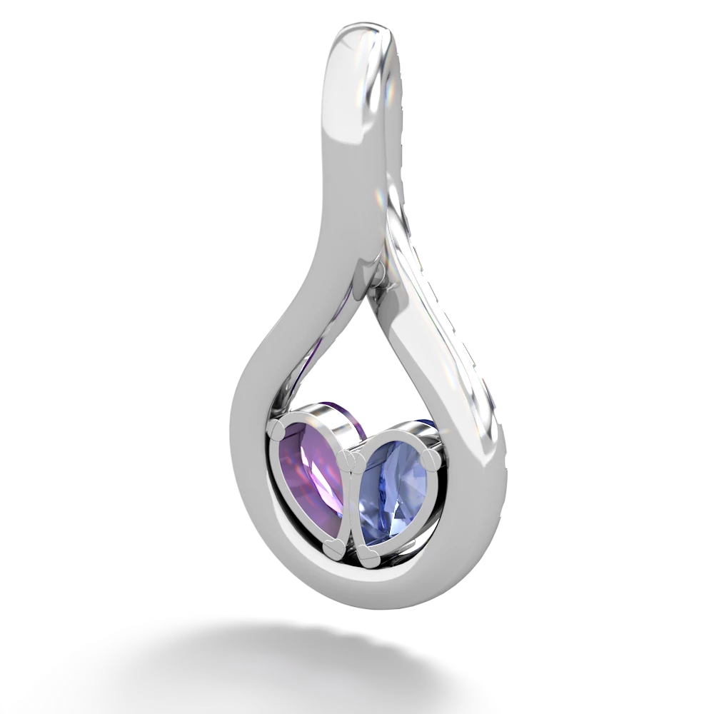 Tanzanite Pave Twist 'One Heart' 14K White Gold pendant P5360