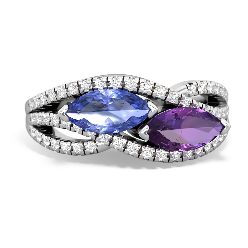 Tanzanite Diamond Rivers 14K White Gold ring R3070