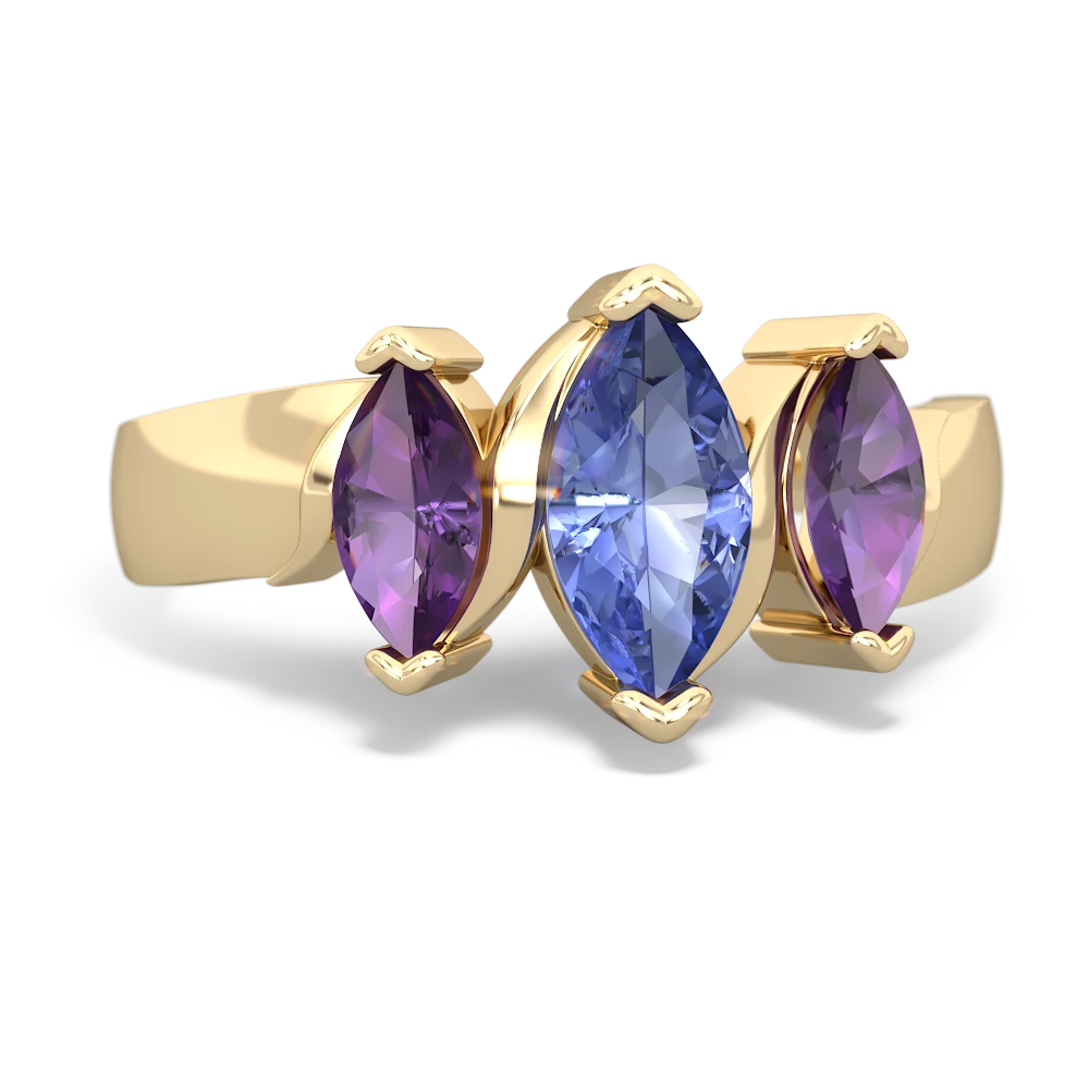 Tanzanite Three Peeks 14K Yellow Gold ring R2433