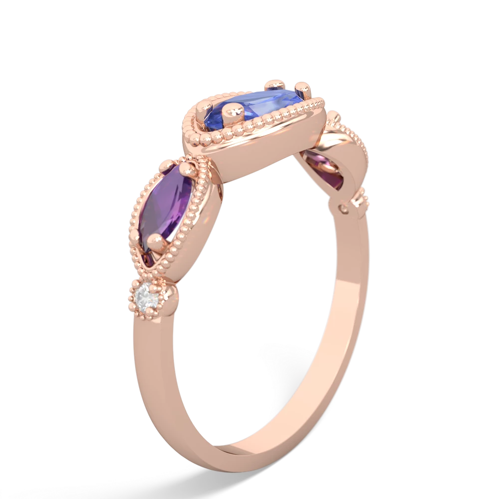 Tanzanite Milgrain Marquise 14K Rose Gold ring R5700