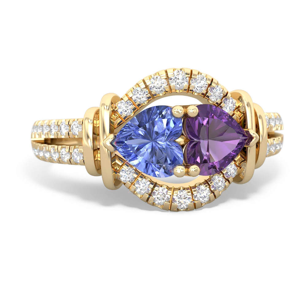 Tanzanite Art-Deco Keepsake 14K Yellow Gold ring R5630