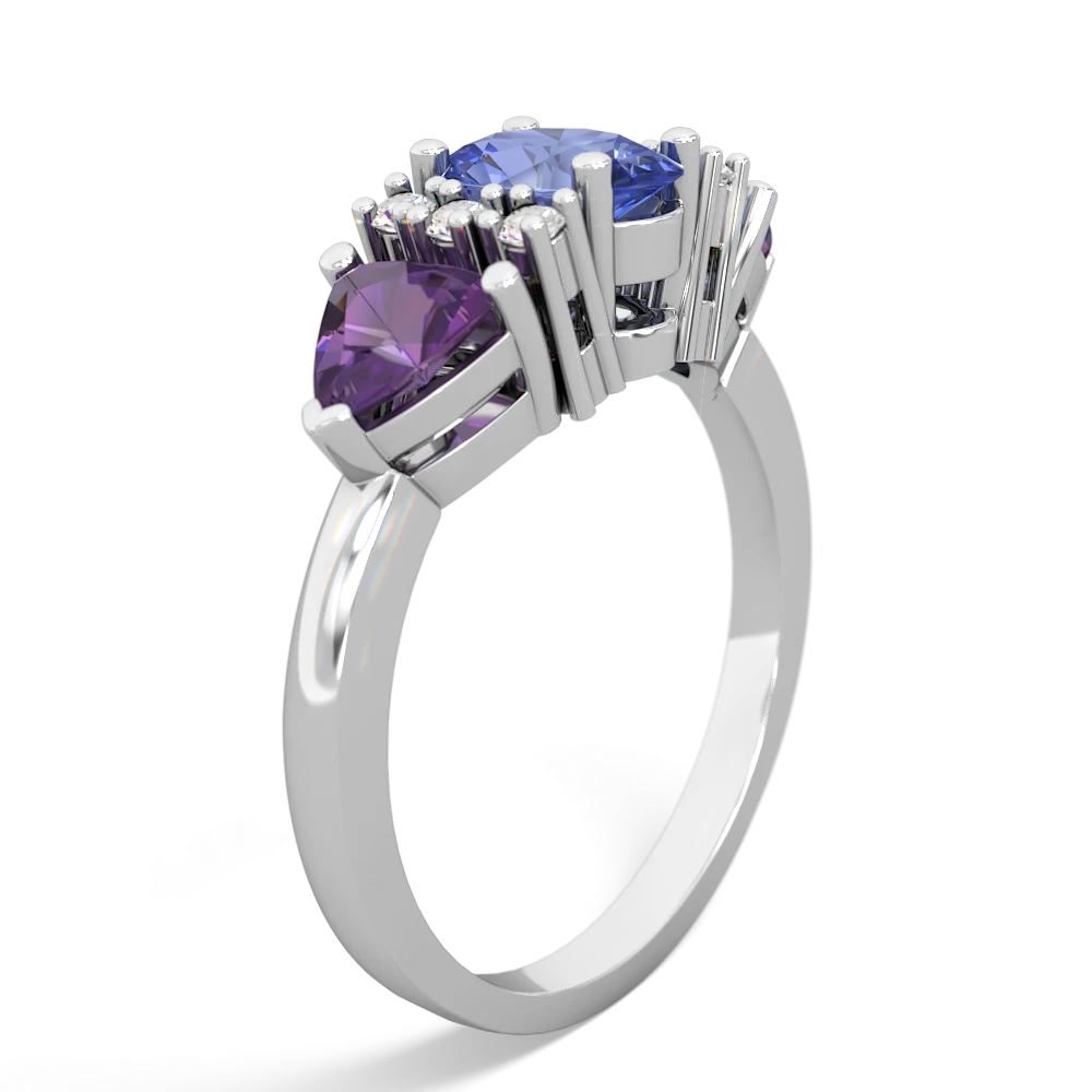 Tanzanite Antique Style Three Stone 14K White Gold ring R2186