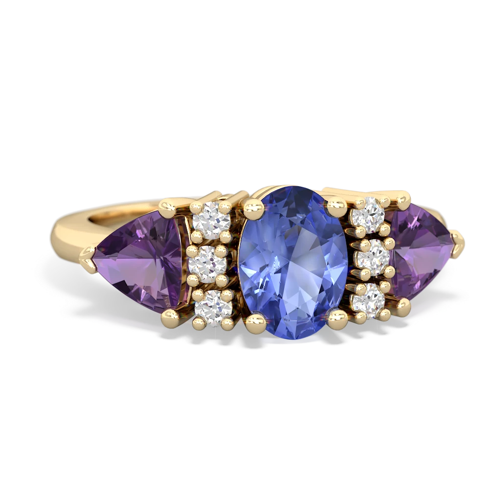 Tanzanite Antique Style Three Stone 14K Yellow Gold ring R2186