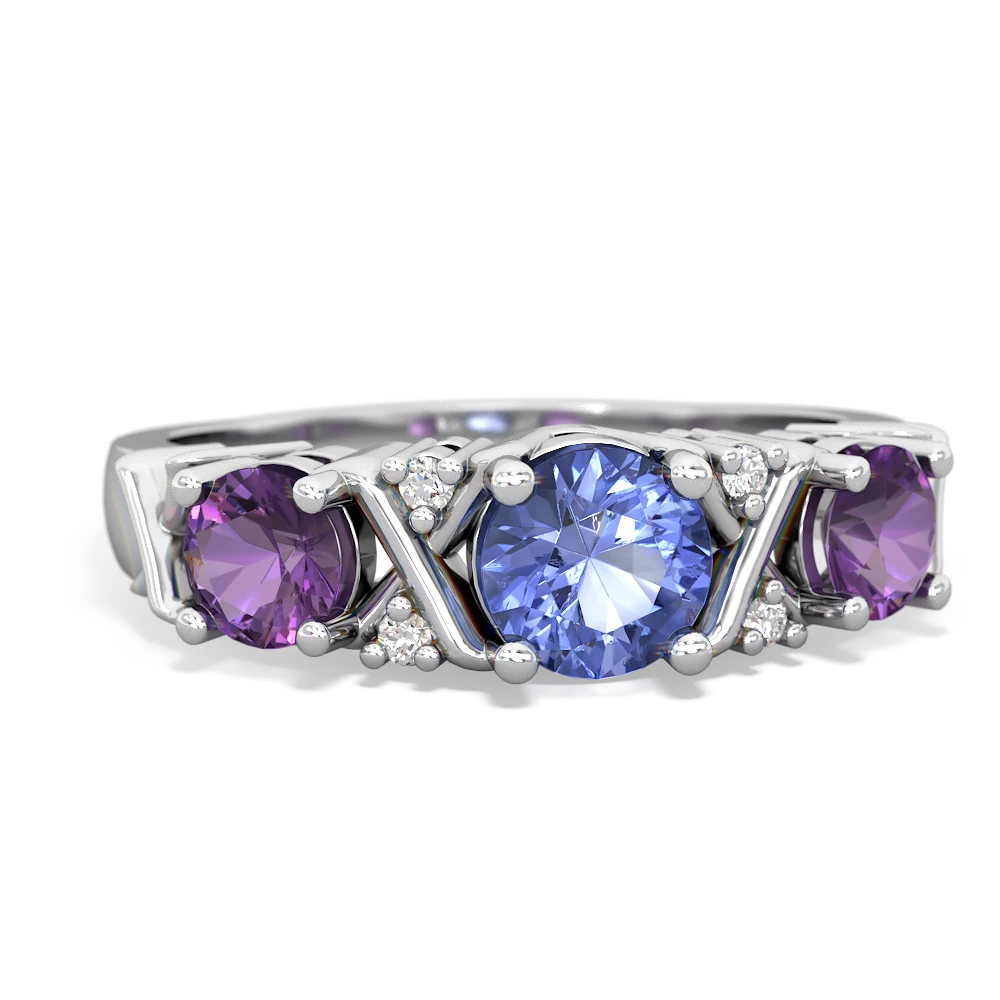 Tanzanite Hugs And Kisses 14K White Gold ring R5016