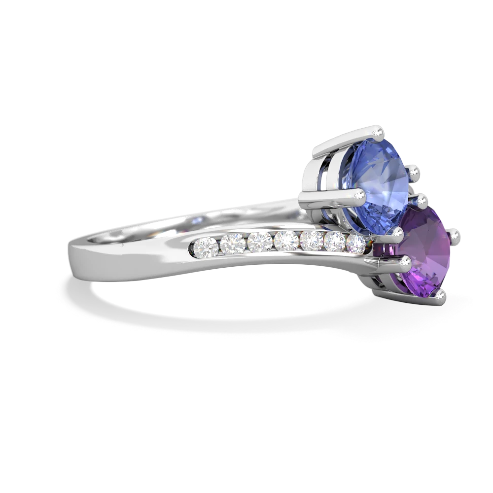 Tanzanite Channel Set Two Stone 14K White Gold ring R5303