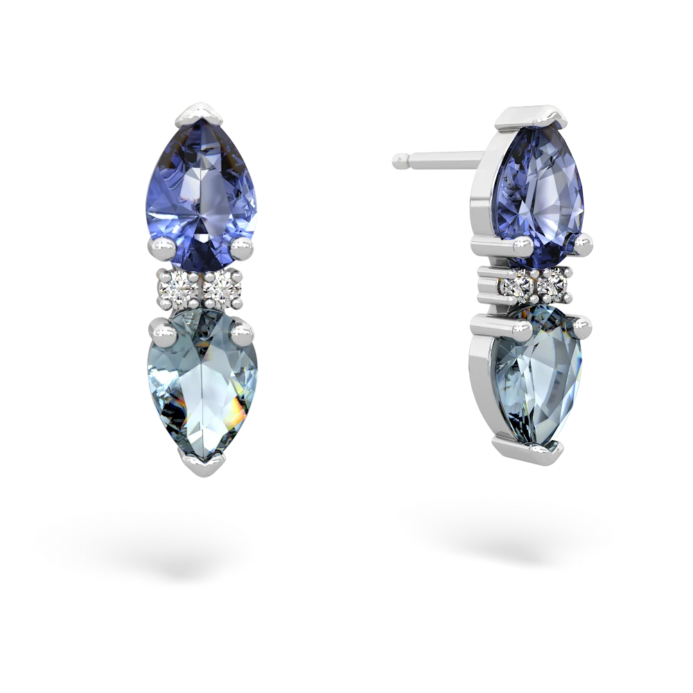 Tanzanite Bowtie Drop 14K White Gold earrings E0865