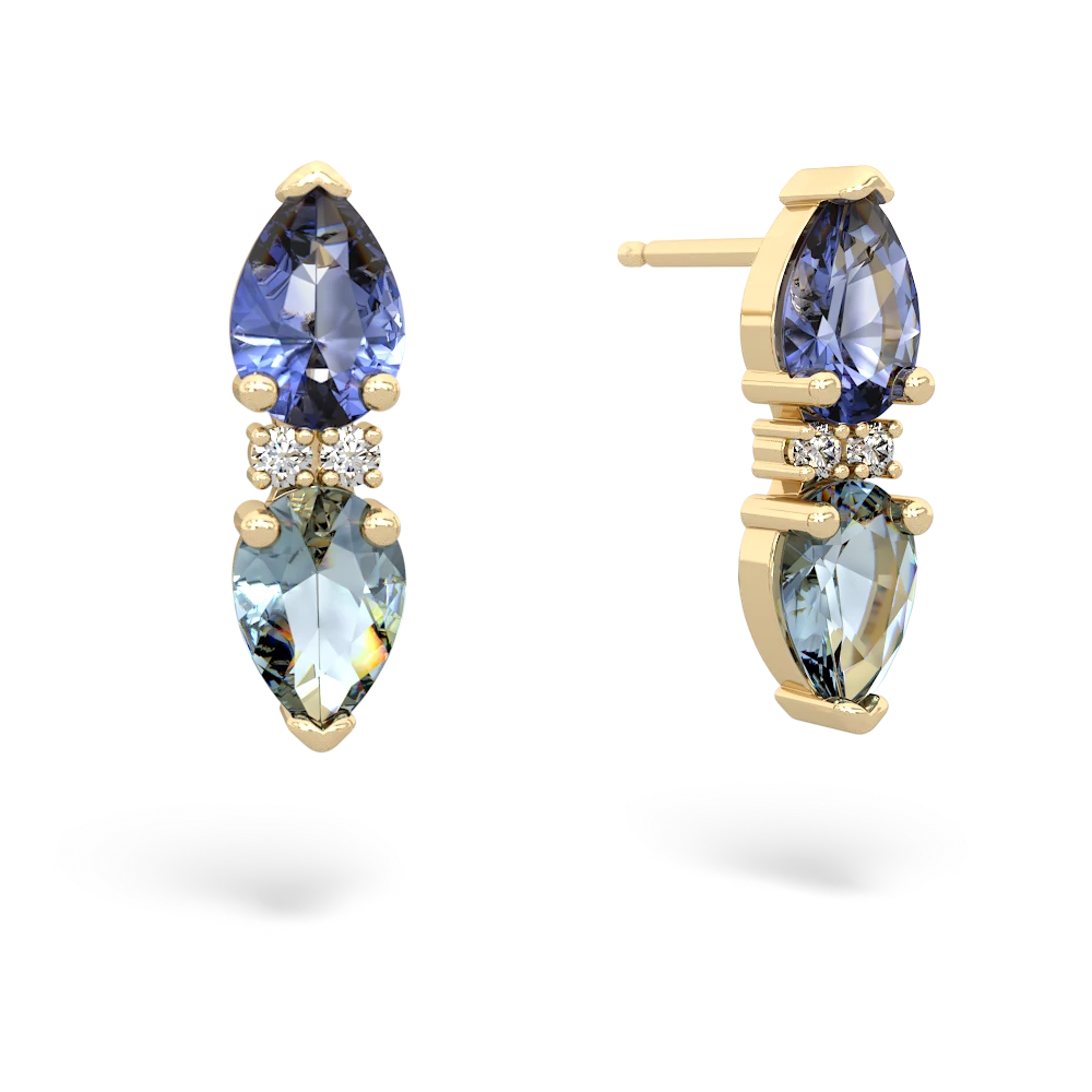 Tanzanite Bowtie Drop 14K Yellow Gold earrings E0865