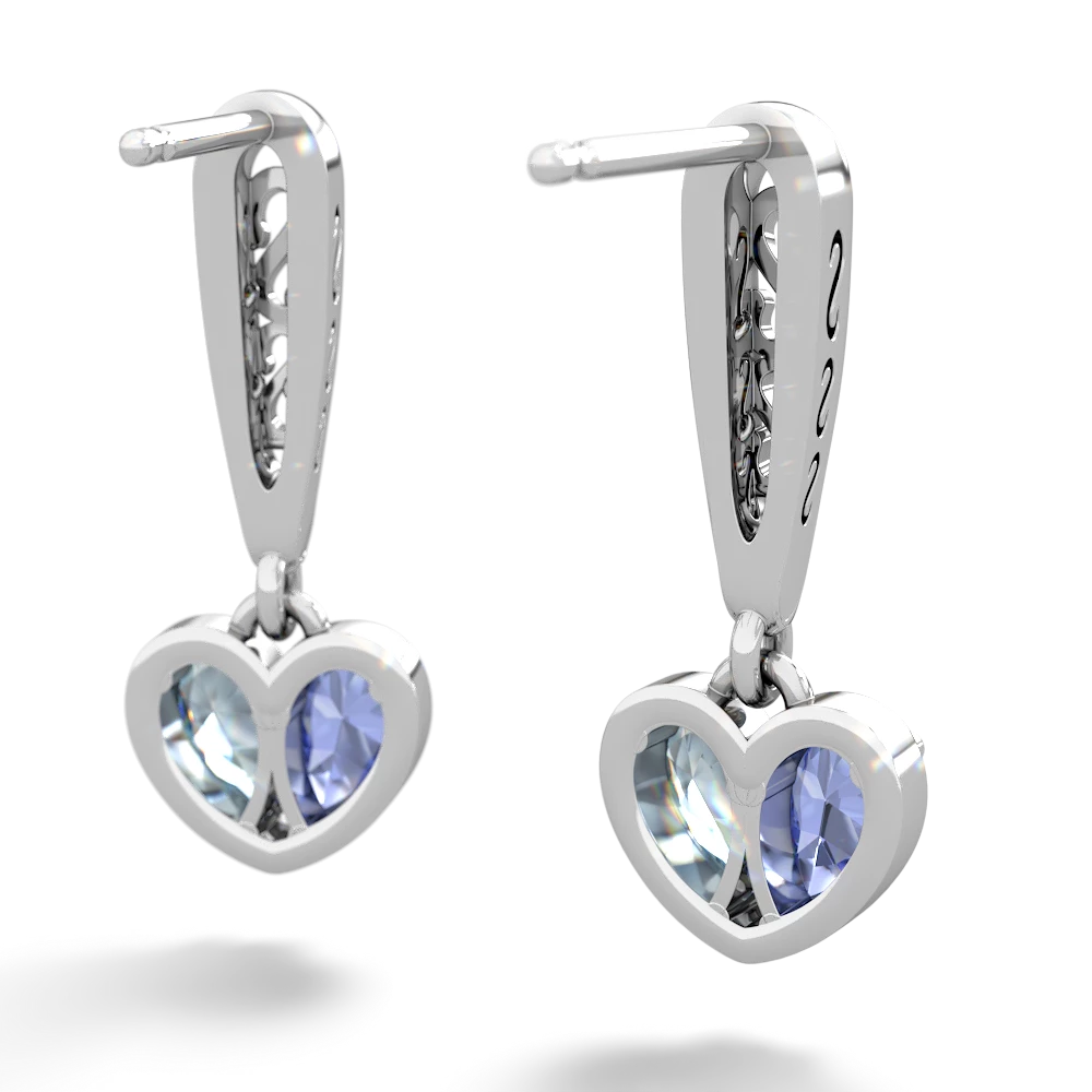 Tanzanite Filligree Heart 14K White Gold earrings E5070