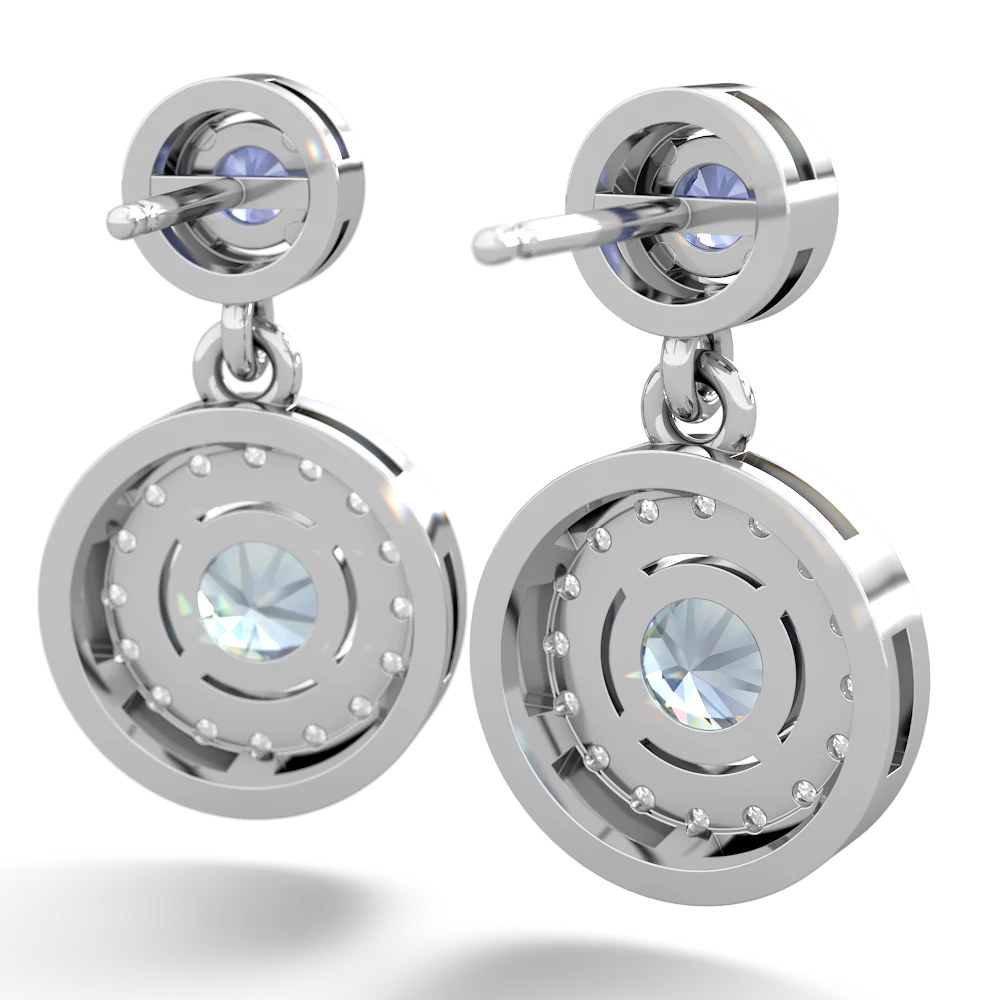 Tanzanite Halo Dangle 14K White Gold earrings E5319